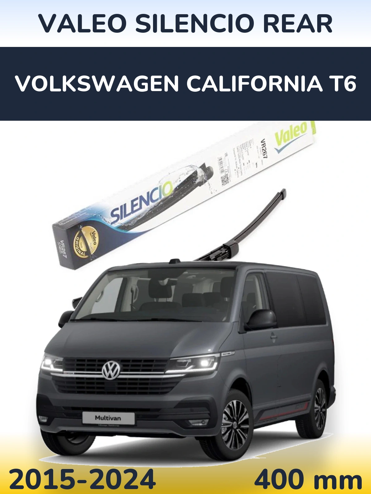 Rear wiper blade Valeo Silencio Rear 400 мм for Volkswagen California T6 2015-2024