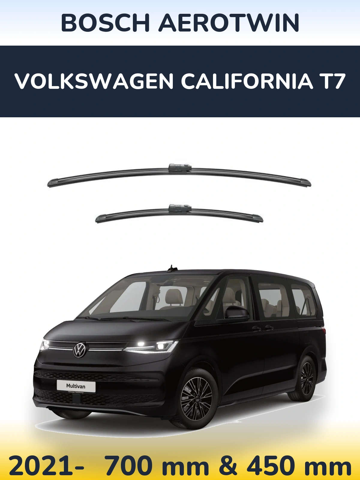 Комплект передніх щіток BOSCH AeroTwin 700 & 450 мм для Volkswagen California T7 2021-2026