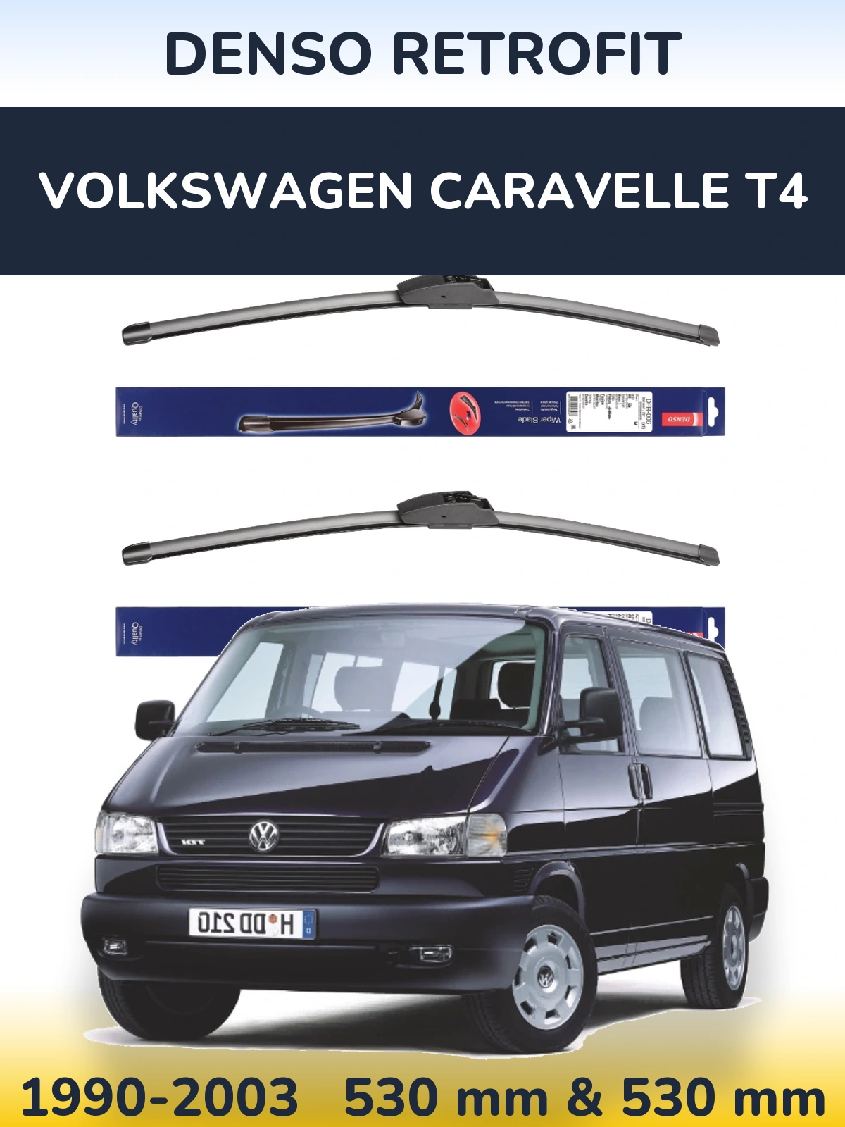Комплект передніх щіток Denso Retrofit 530 & 530 мм для Volkswagen Caravelle T4 1990-2003