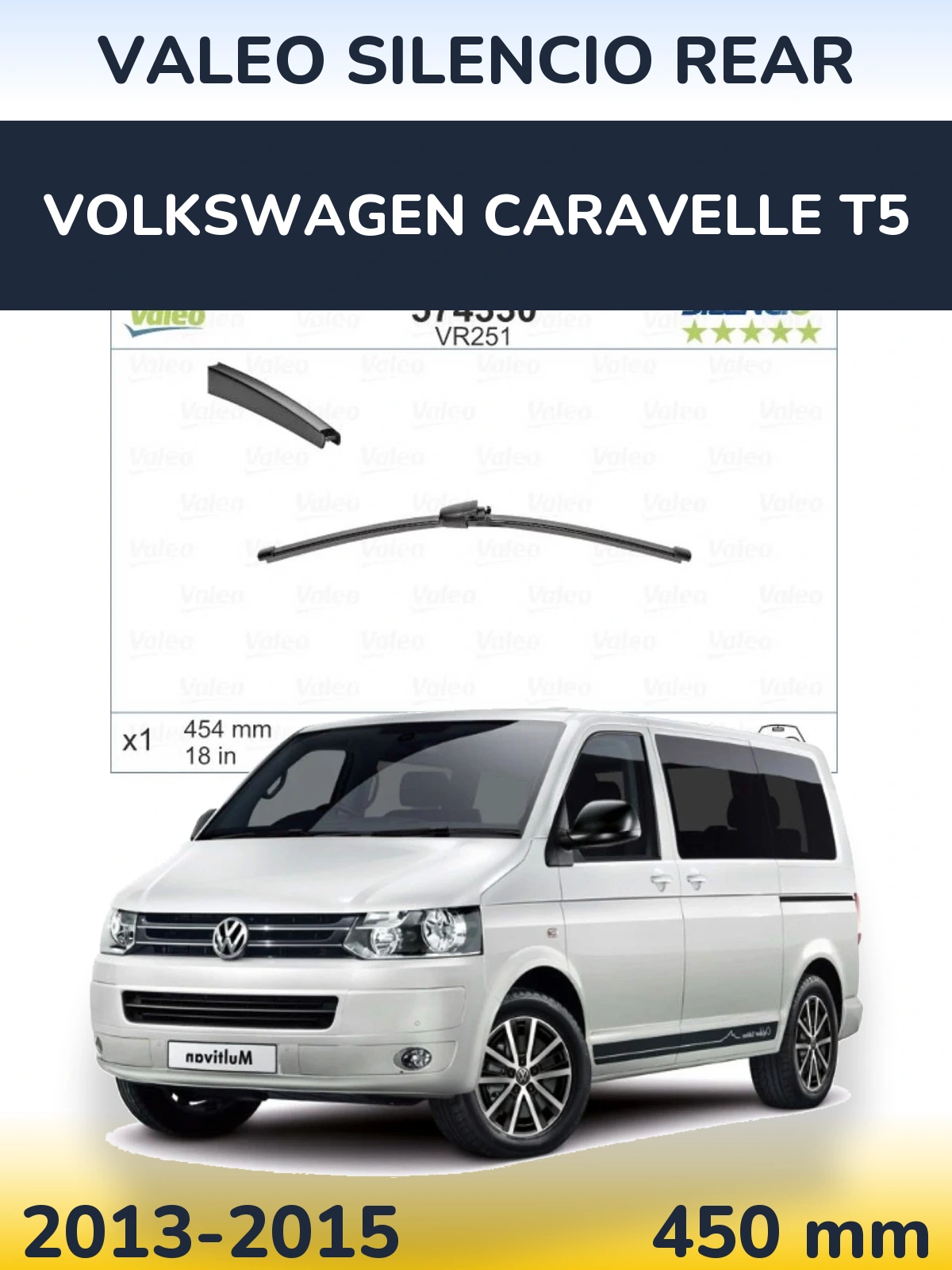 Rear wiper blade Valeo Silencio Rear 454 мм for Volkswagen Caravelle T5 2013-2015