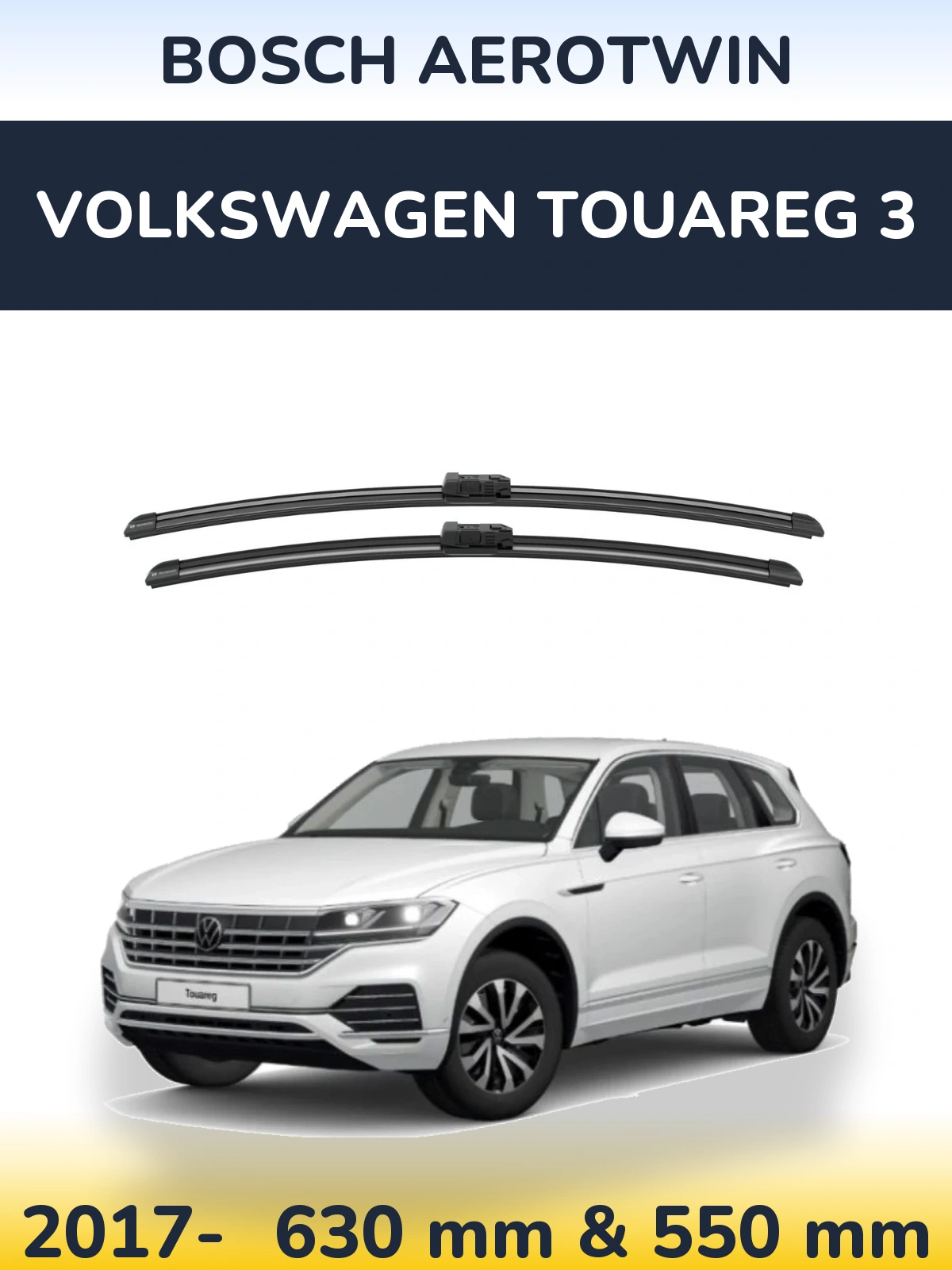 Front wiper blade set BOSCH AeroTwin 625 & 550 мм for Volkswagen Touareg 3 2017-2026