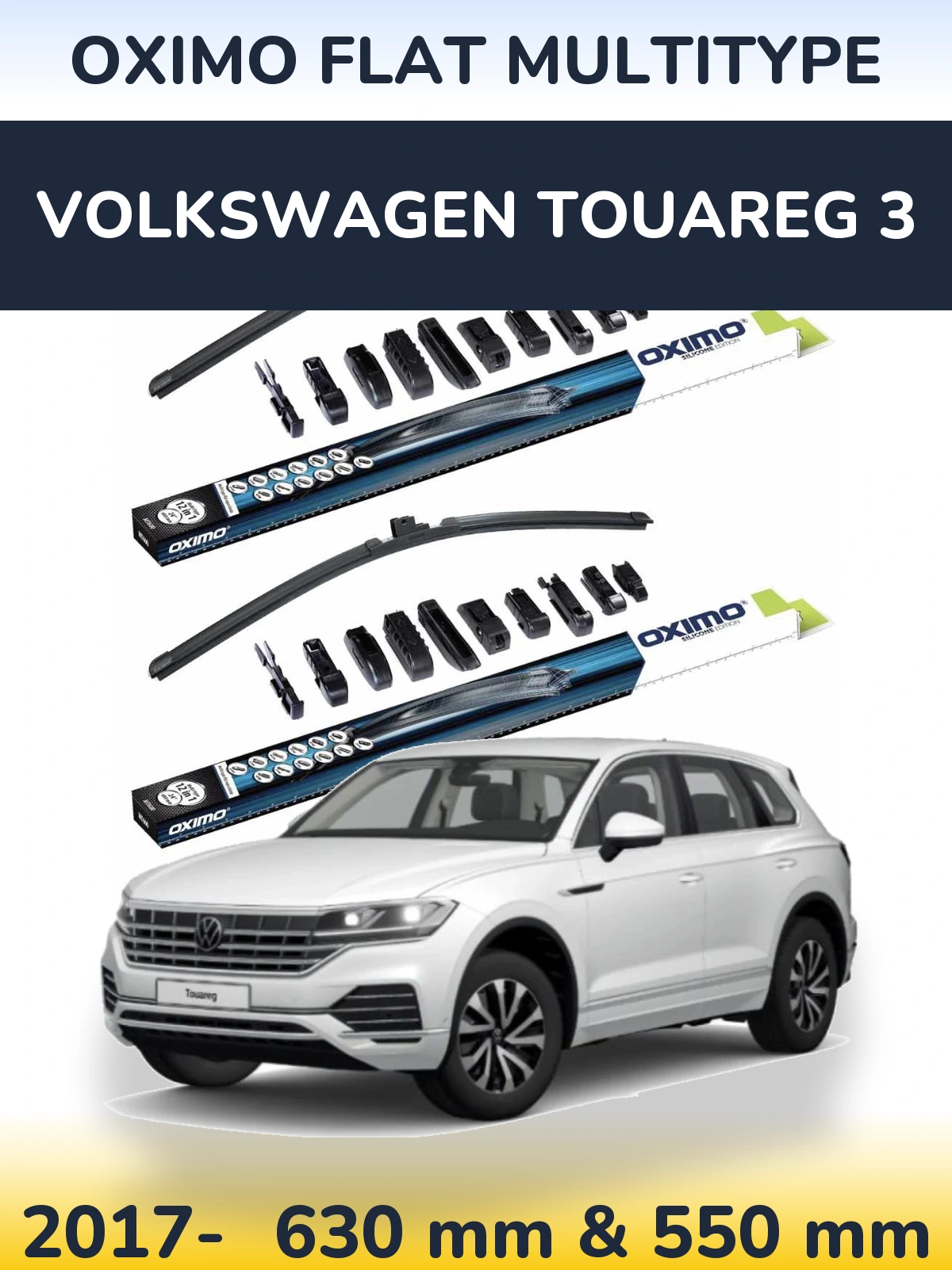 Front wiper blade set Oximo Flat MultiTypee 600 & 550 mm for Volkswagen Touareg 3 2017-2026