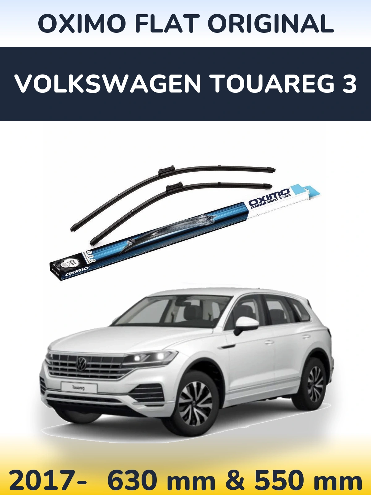 Front wiper blade set Oximo Flat Original 630 & 550 мм for Volkswagen Touareg 3 2017-2026