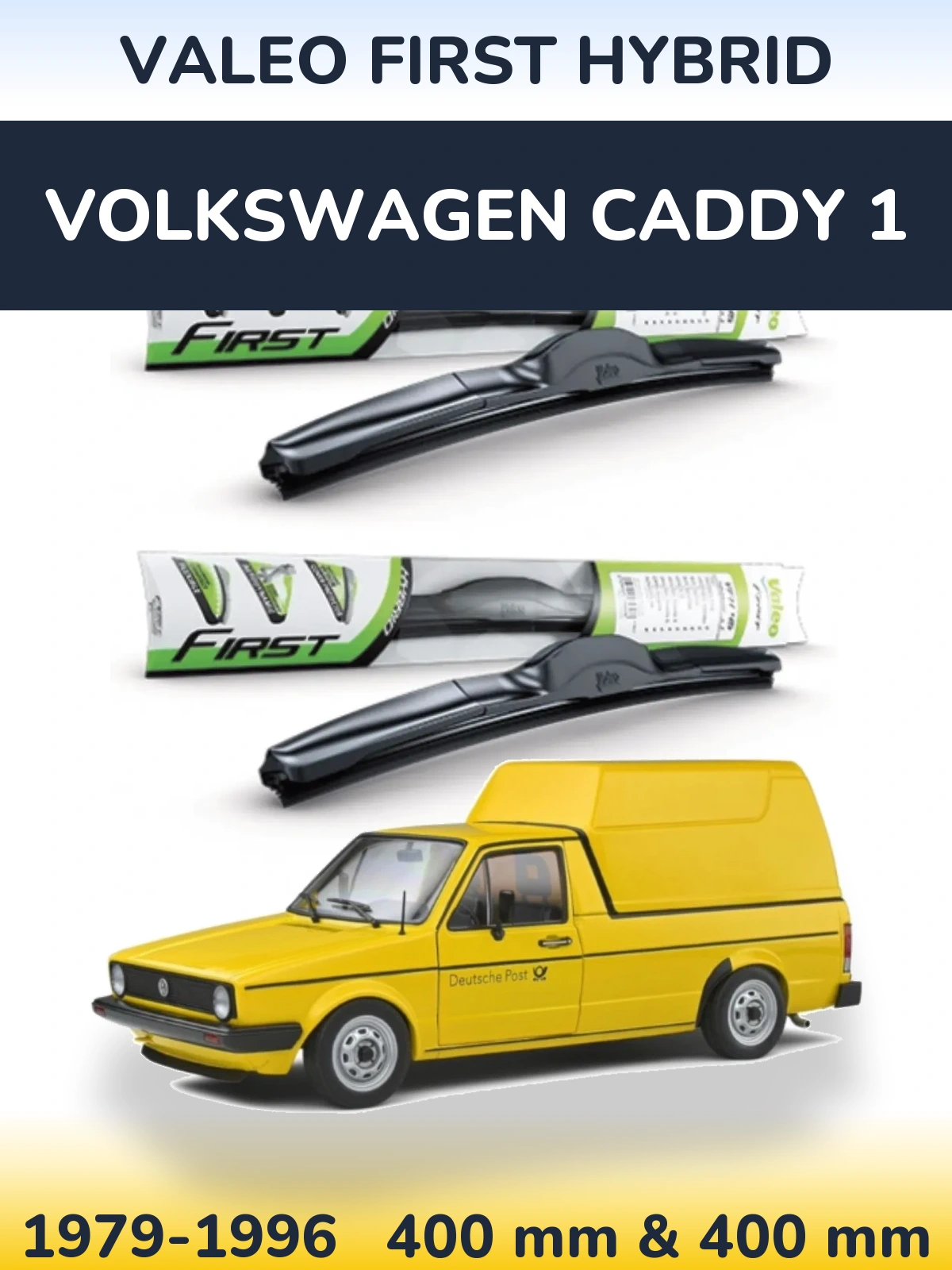 Front wiper blade set Valeo First Hybrid 400 & 400 мм for Volkswagen Caddy 1 1979-1996