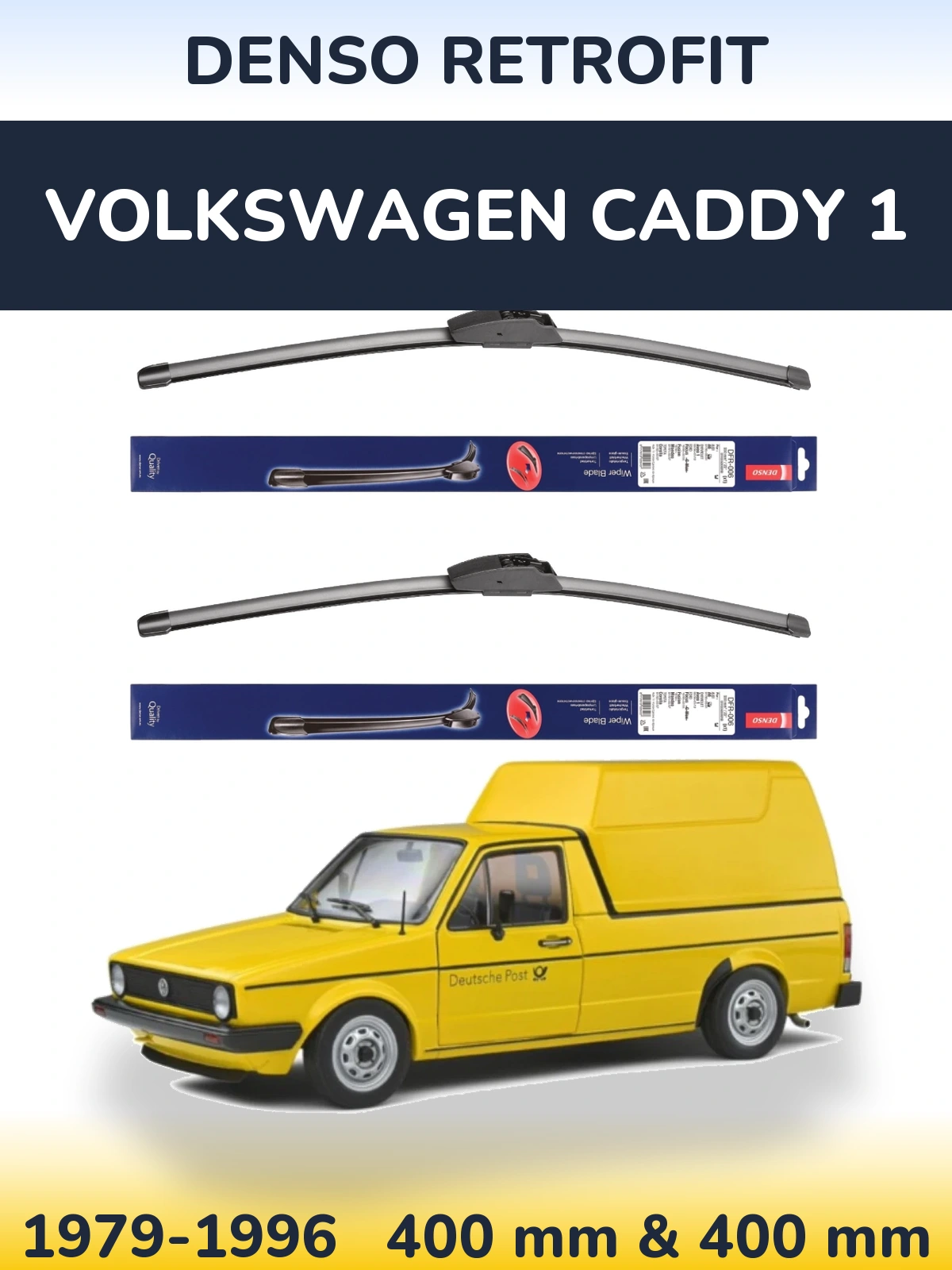 Front wiper blade set Denso Retrofit 400 & 400 мм for Volkswagen Caddy 1 1979-1996