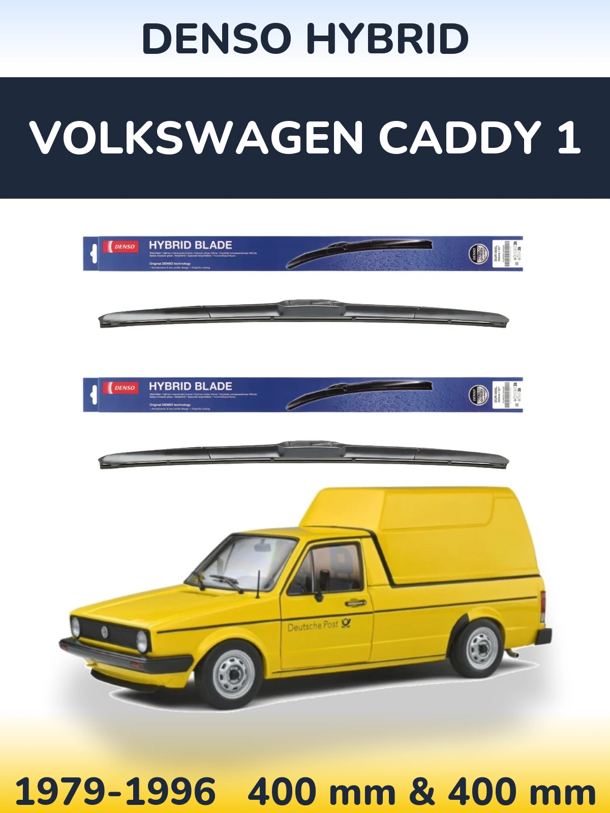 Front wiper blade set Denso Hybrid 400 & 400 мм for Volkswagen Caddy 1 1979-1996