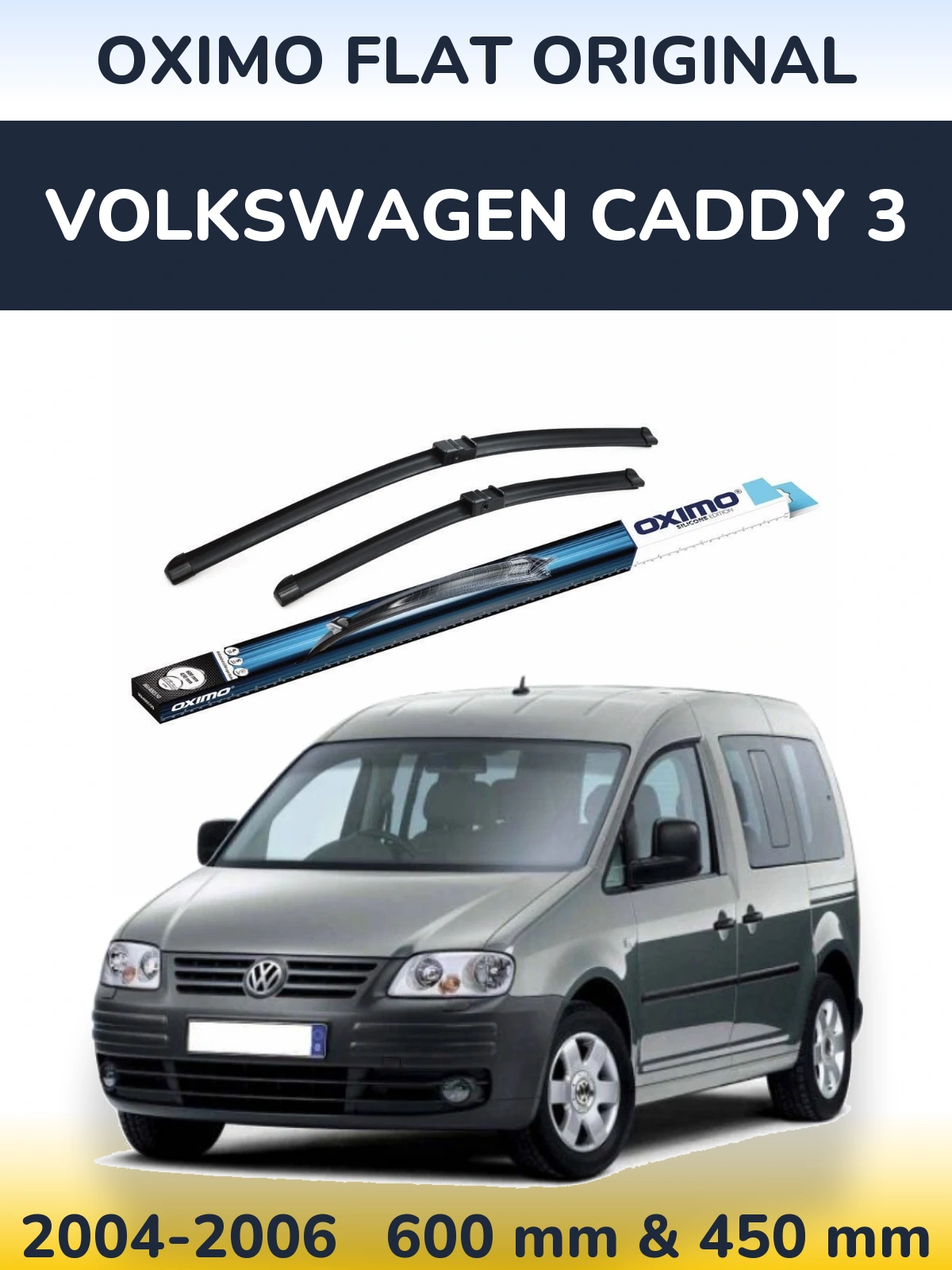 Front wiper blade set Oximo Flat Original 600 & 450 мм for Volkswagen Caddy 3 2004-2006