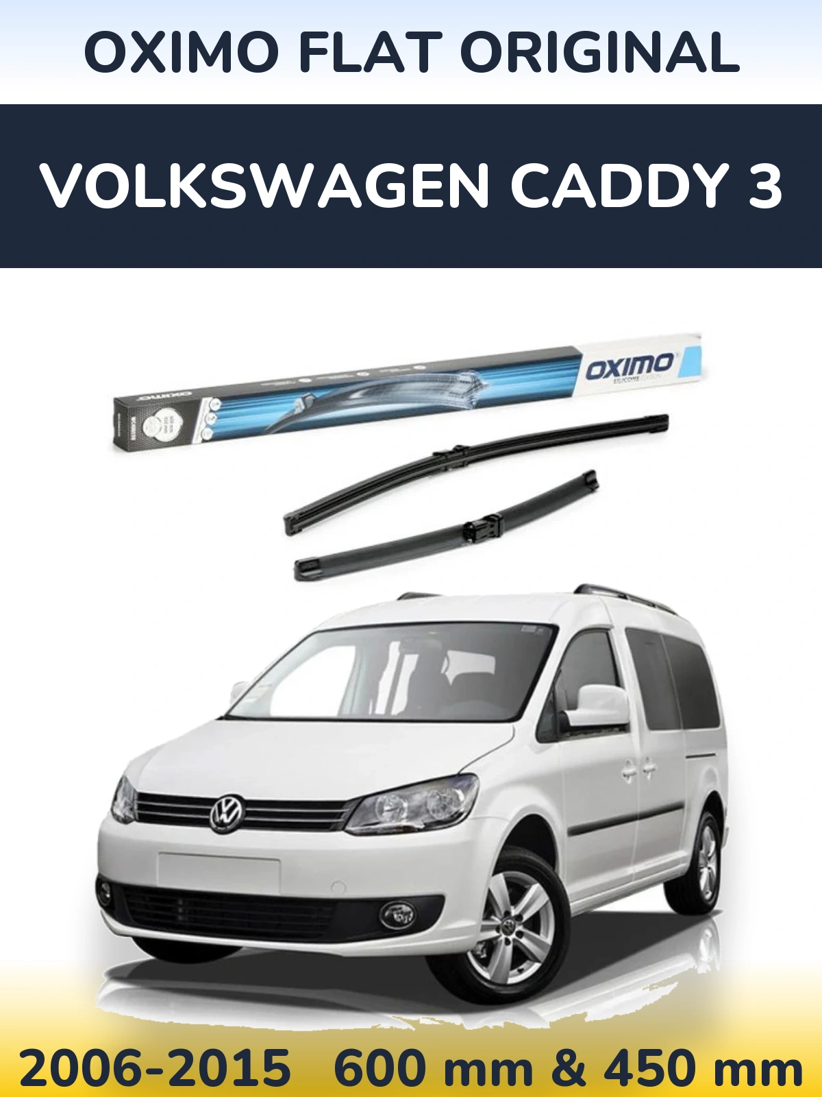 Front wiper blade set Oximo Flat Original 600 & 450 мм for Volkswagen Caddy 3 2006-2015