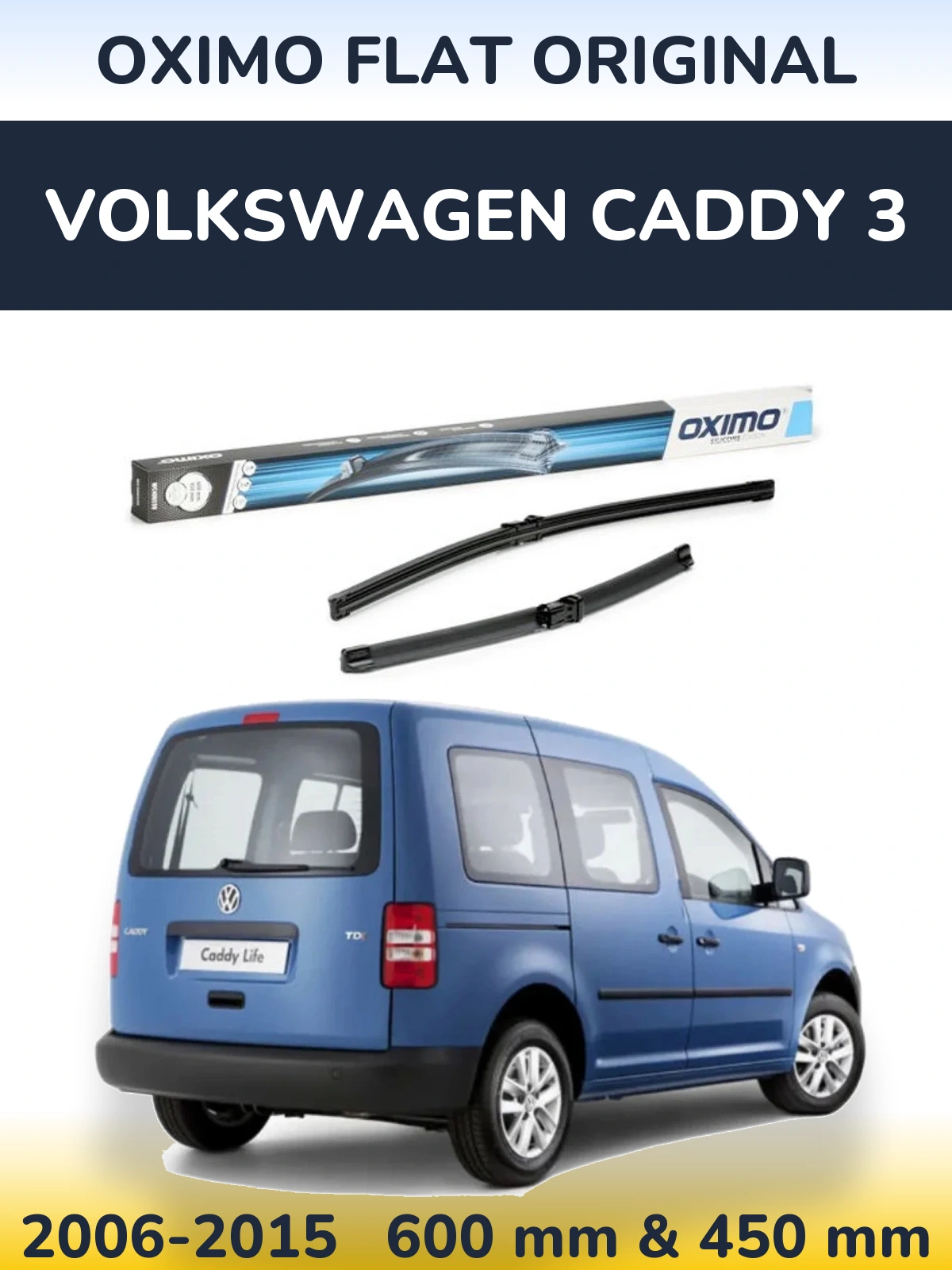 Komplet przednich wycieraczek Oximo Flat Original 600 & 450 mm do Volkswagen Caddy 3 2006-2015