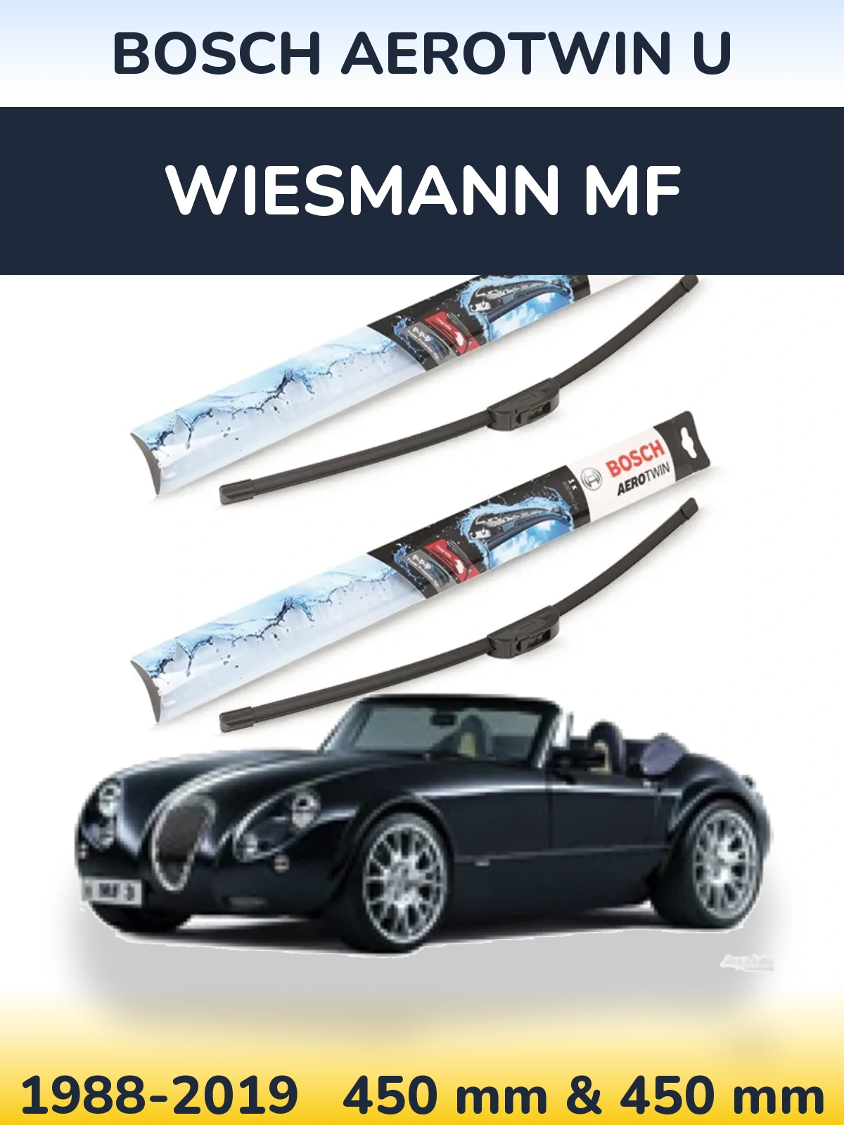 Front wiper blade set BOSCH AeroTwin U 450 & 450 мм for Wiesmann MF 1988-2019