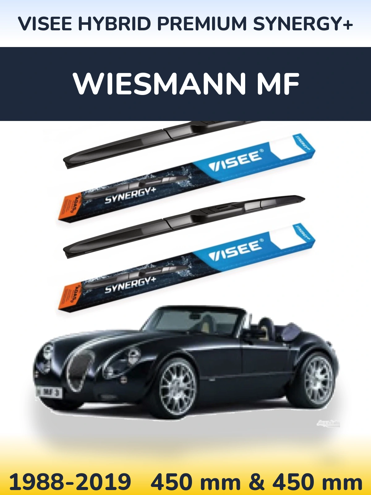 Front wiper blade set VISEE HYBRID PREMIUM SYNERGY+ 450 & 450 мм for Wiesmann MF 1988-2019