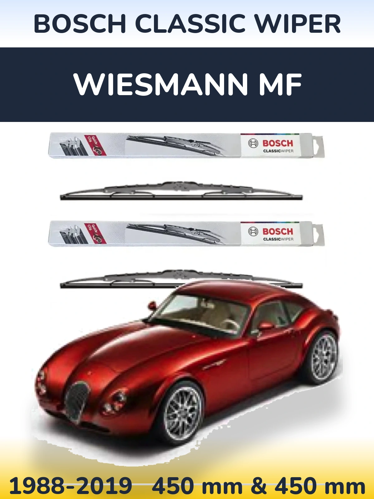 Комплект передних дворников BOSCH Classic Wiper 450 & 450 мм для Wiesmann MF 1988-2019