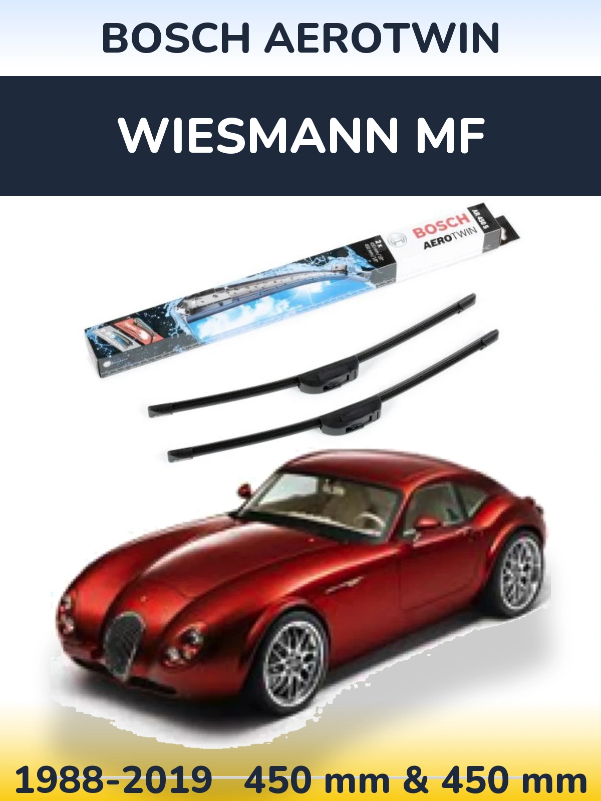 Front wiper blade set BOSCH AeroTwin 450 & 450 мм for Wiesmann MF 1988-2019