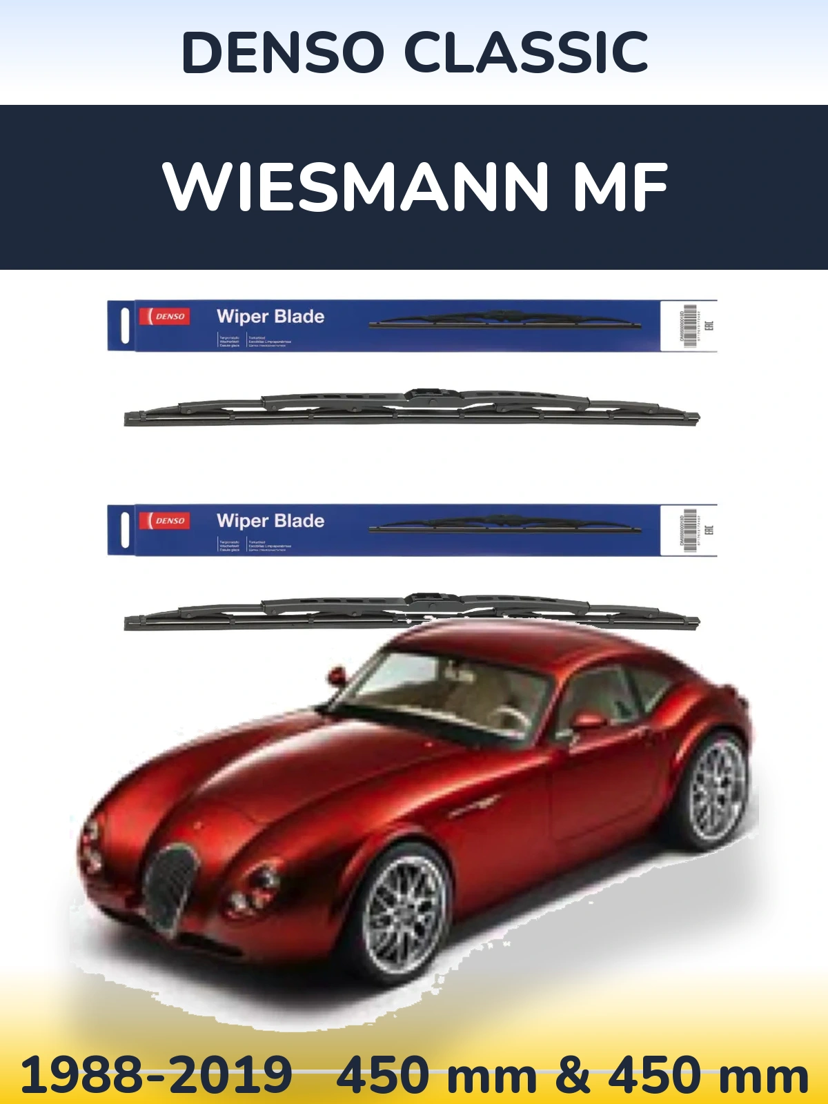 Komplet przednich wycieraczek Denso Classic 450 & 450 mm do Wiesmann MF 1988-2019