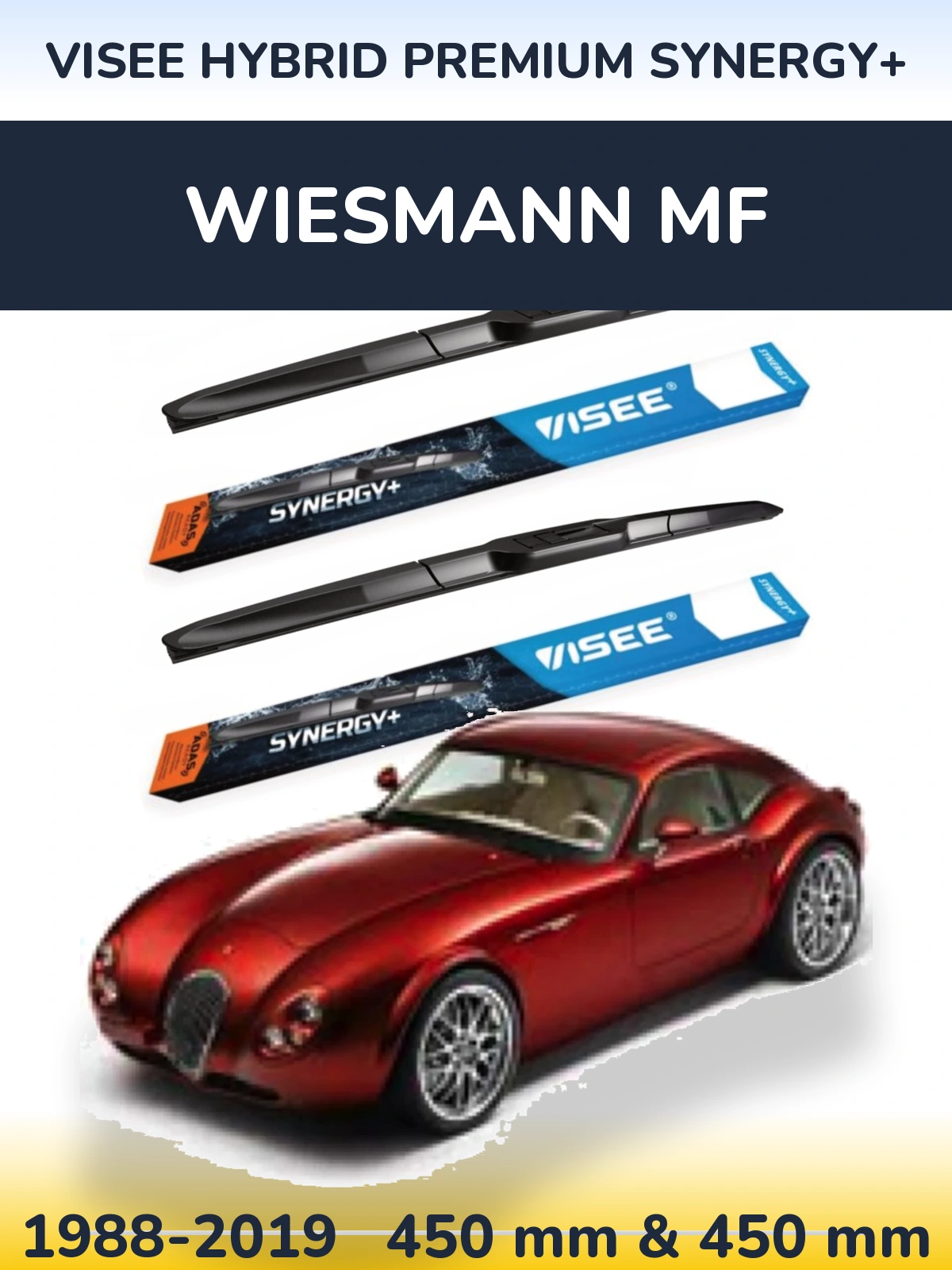 Front wiper blade set VISEE HYBRID PREMIUM SYNERGY+ 450 & 450 мм for Wiesmann MF 1988-2019