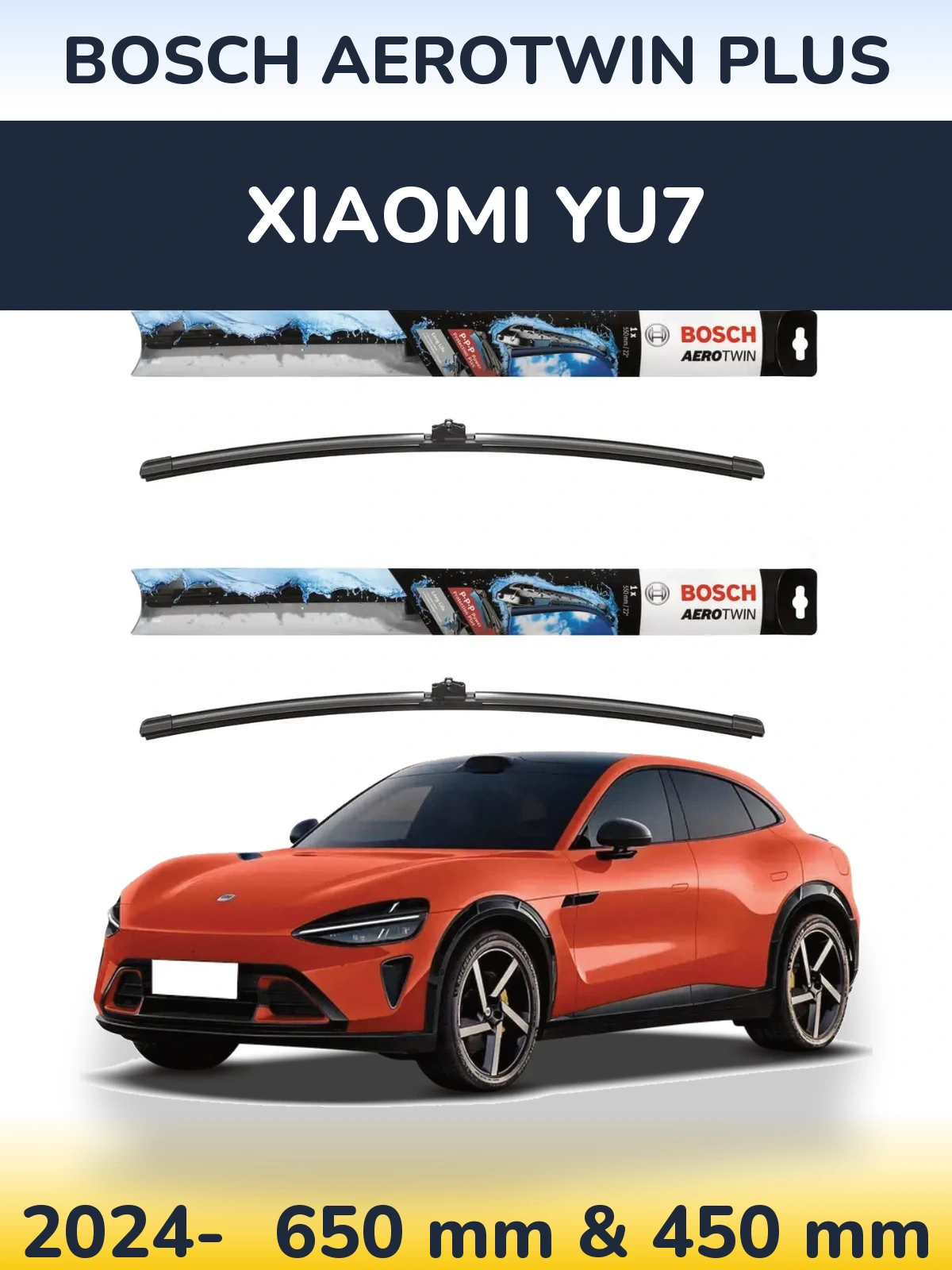 Комплект передніх щіток BOSCH AeroTwin Plus 650 & 450 мм для Xiaomi YU7 2024-2026