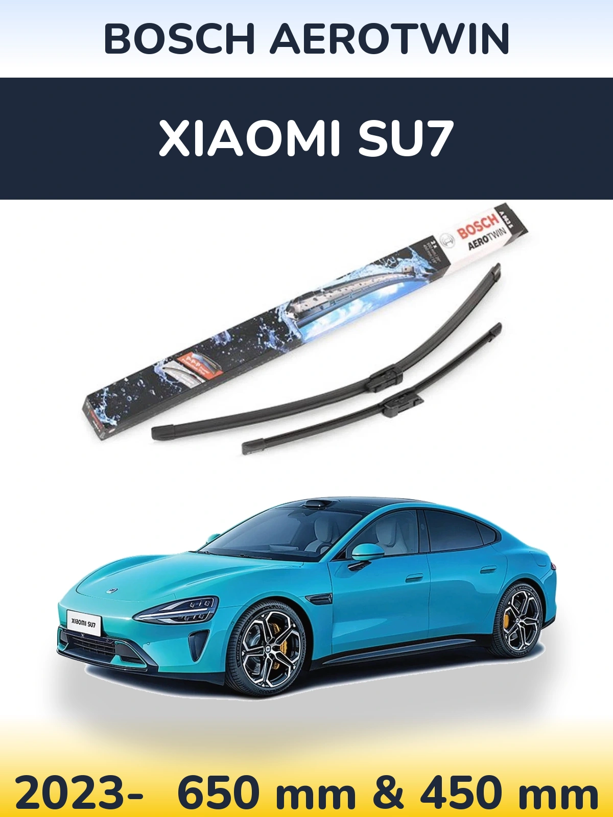 Front wiper blade set BOSCH AeroTwin 650 & 450 мм for Xiaomi SU7 2023-2026