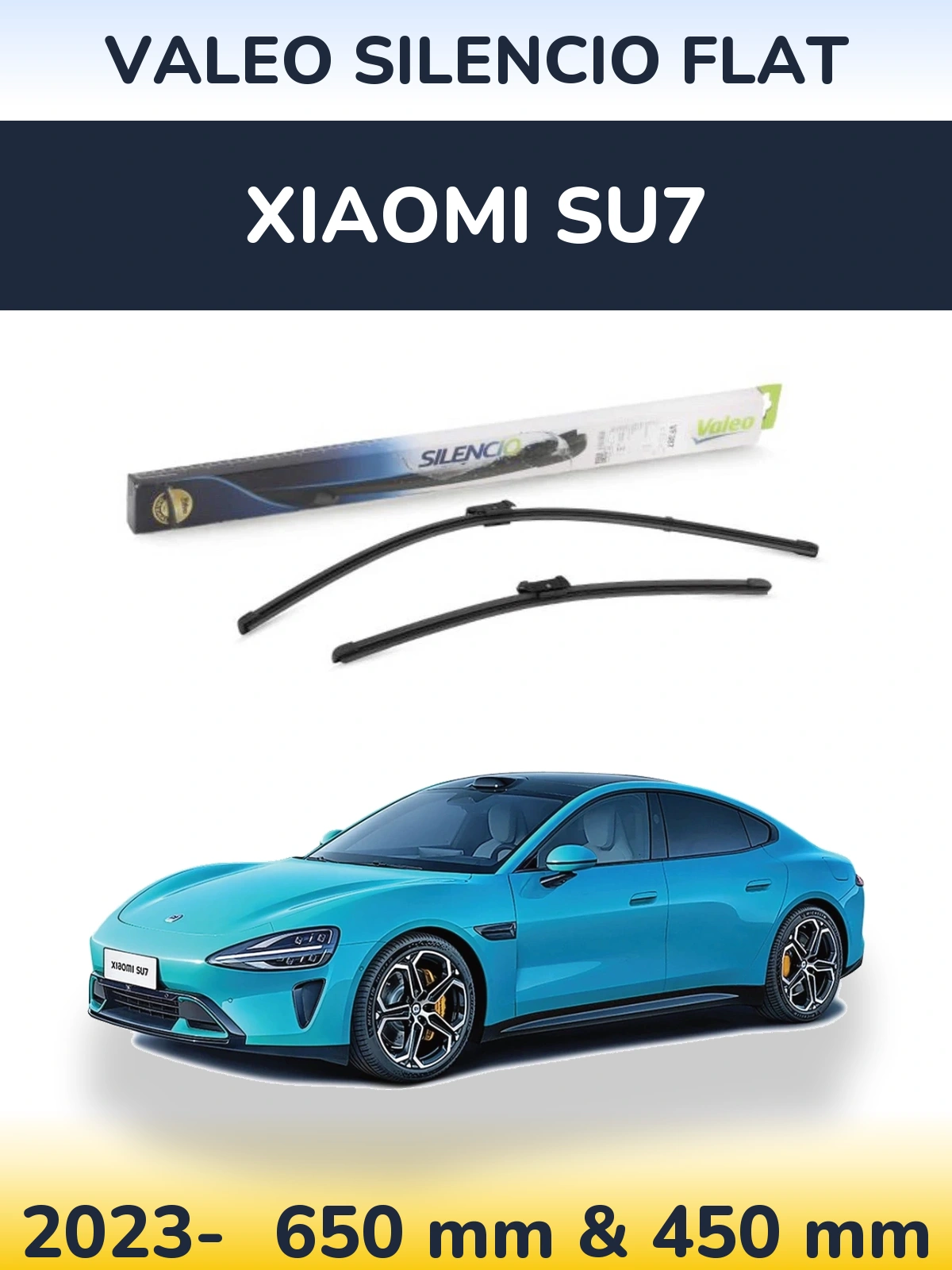Komplet przednich wycieraczek Valeo Silencio Flat 650 & 450 mm do Xiaomi SU7 2023-2026
