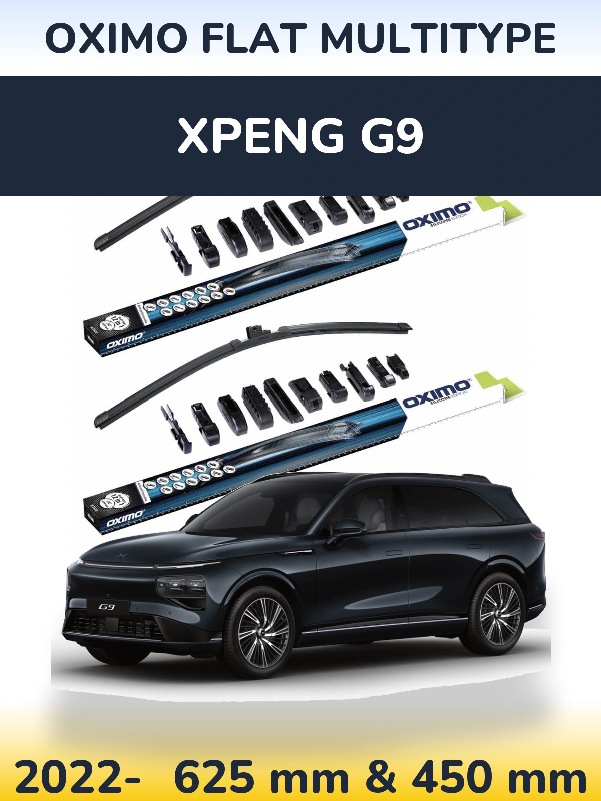 Front wiper blade set Oximo Flat MultiTypee 600 & 450 мм for XPENG G9 2022-2026