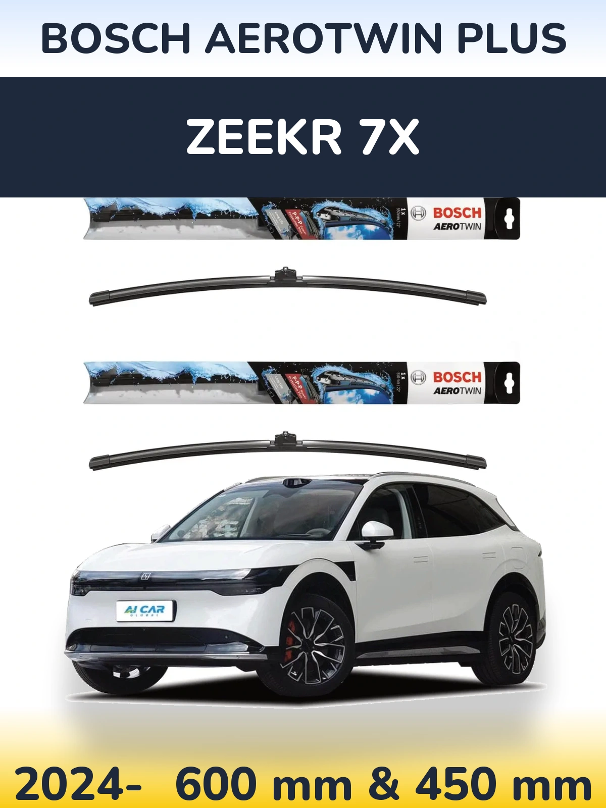 Front wiper blade set BOSCH AeroTwin Plus 600 & 450 мм for Zeekr 7X 2024-2026