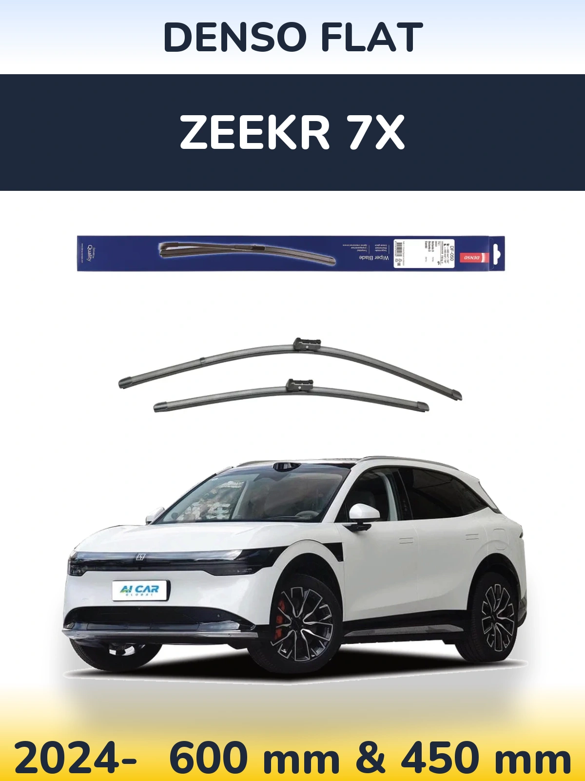 Front wiper blade set Denso Flat 600 & 450 мм for Zeekr 7X 2024-2026
