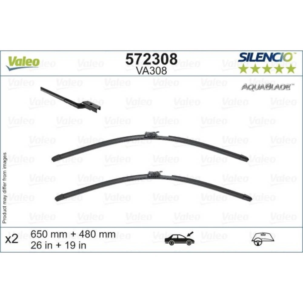 Комплект передних дворников Valeo Aqua Blade 650 & 475 мм для Volvo XC60 2 2017-2026