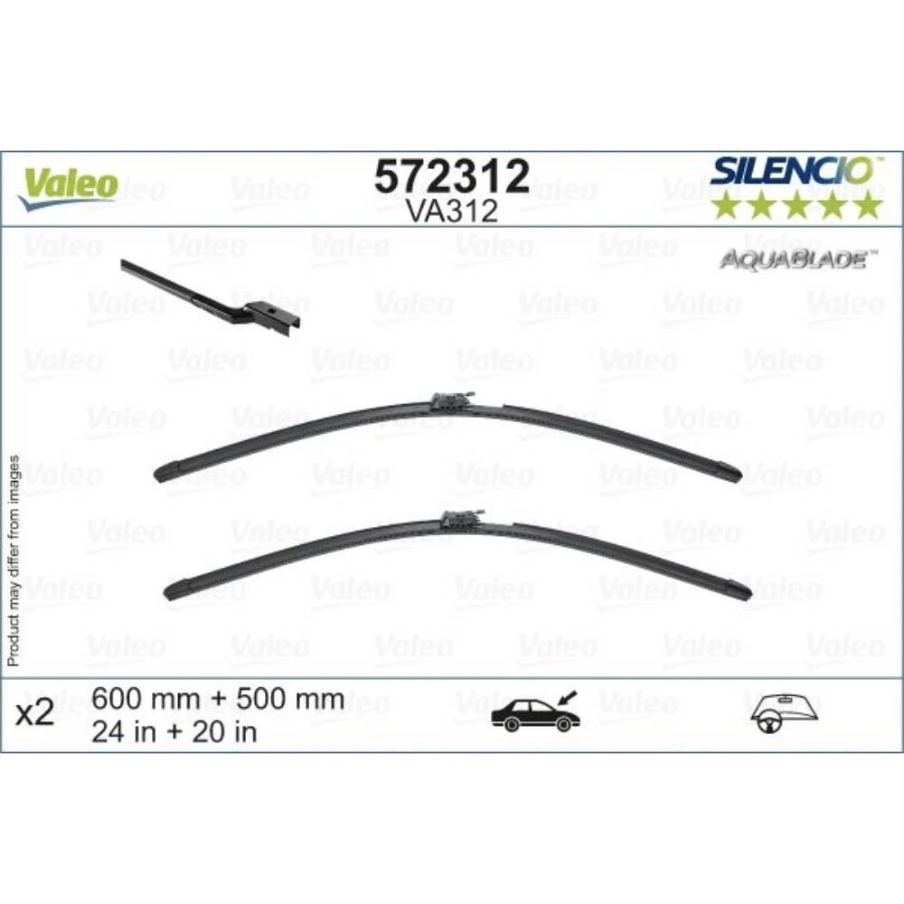 Front wiper blade set Valeo Aqua Blade 600 & 500 мм for Volvo S60 3 2019-2026
