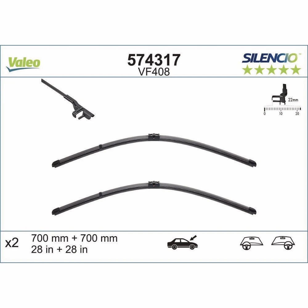 Шчоткі Valeo Silencio Flat для Volkswagen Golf Plus