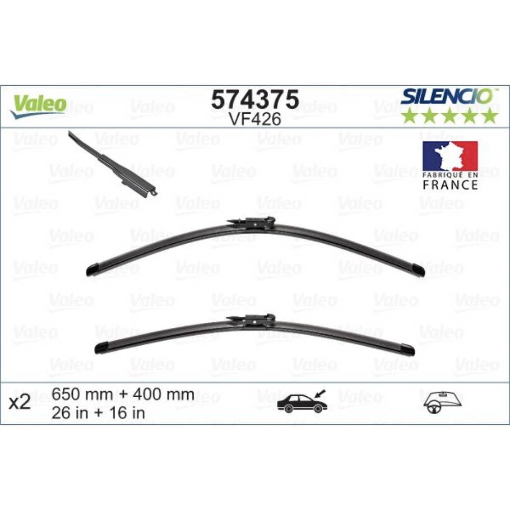 Komplet przednich wycieraczek Valeo Silencio Flat 650 & 400 mm do Opel Corsa D 2006-2015