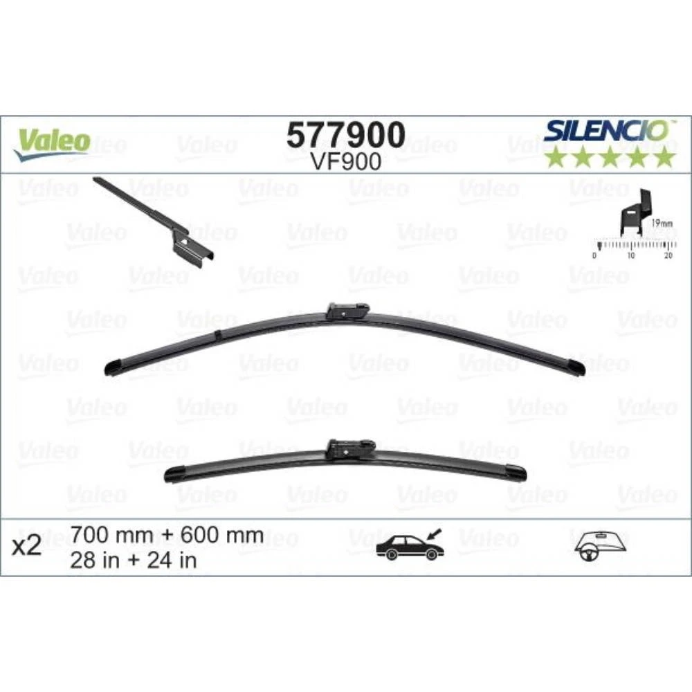 Komplet przednich wycieraczek Valeo Silencio Flat 700 & 600 mm do Opel Astra K 2015-2021