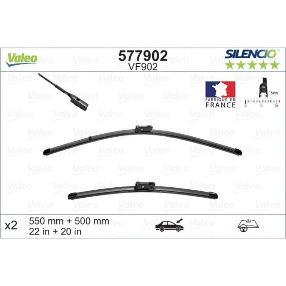 Комплект передних дворников Valeo Silencio Flat 550 & 500 мм для MINI Clubman 2014-2024