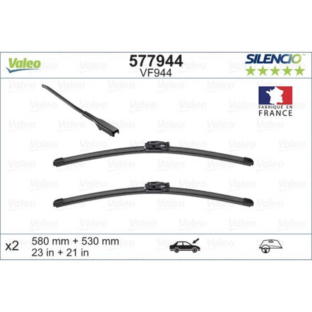 Komplet przednich wycieraczek Valeo Silencio Flat 580 & 530 mm do MINI Countryman 2016-2023