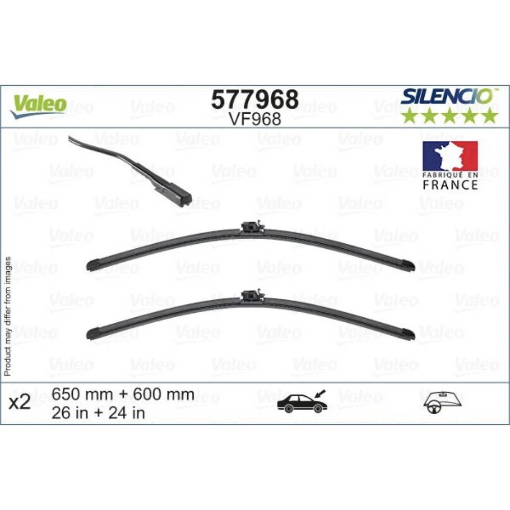 Komplet przednich wycieraczek Valeo Silencio Flat 650 & 600 mm do Mercedes Sprinter 2018-2026