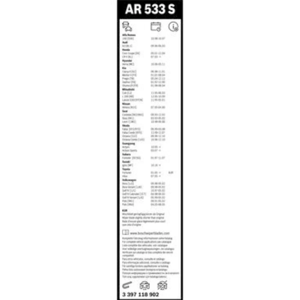 Komplet przednich wycieraczek BOSCH AeroTwin 530 & 475 mm do SEAT Arosa 1997-2004
