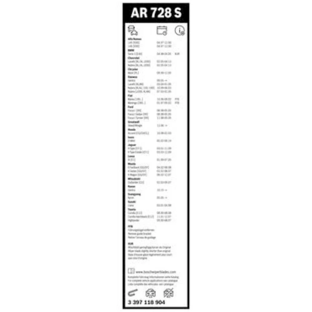 Komplet przednich wycieraczek BOSCH AeroTwin 550 & 475 mm do Cadillac ATS 2012-2020