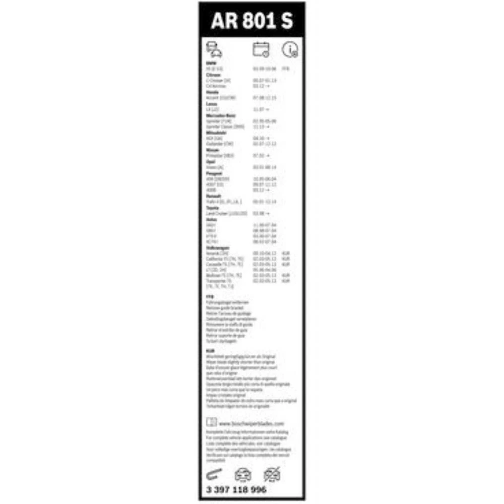 Komplet przednich wycieraczek BOSCH AeroTwin 600 & 530 mm do Honda Odyssey 2 1999-2004