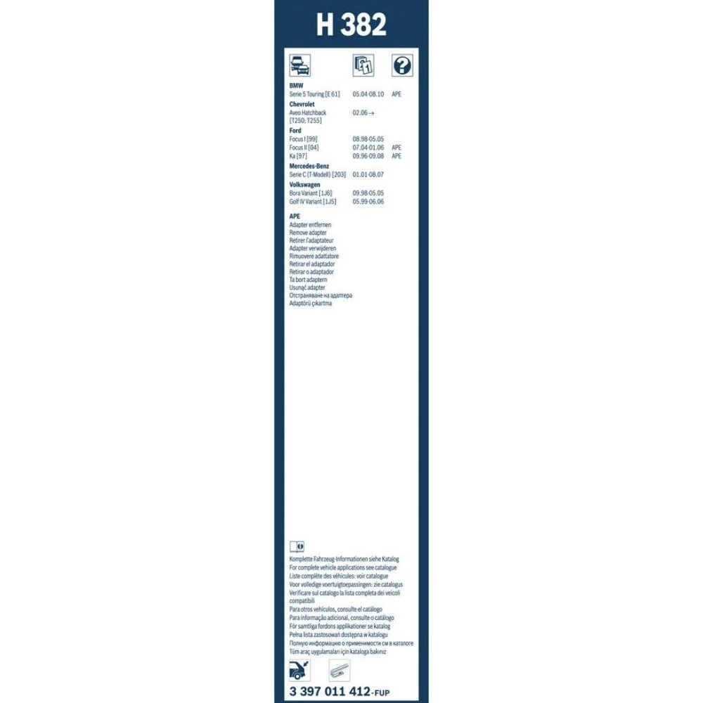 Rear wiper blade BOSCH Rear 380 mm for Ford Focus 2 2004-2006