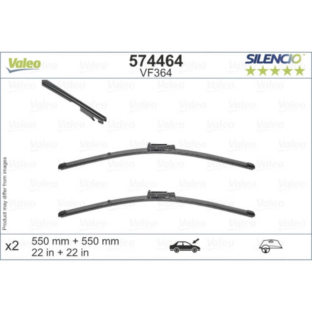 Komplet przednich wycieraczek Valeo Silencio Flat 550 & 550 mm do Audi A6 2004-2011