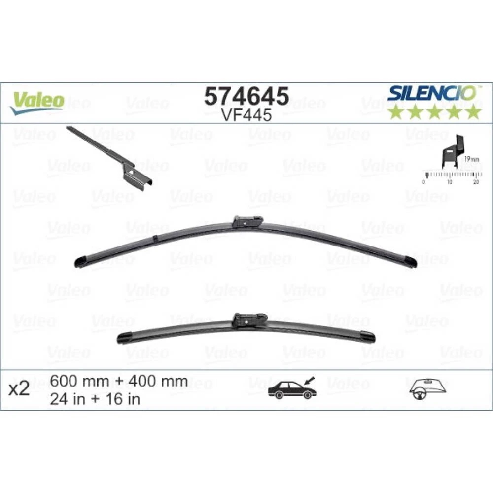 Komplet przednich wycieraczek Valeo Silencio Flat 600 & 400 mm do Citroen e-C4 X 2022-2026