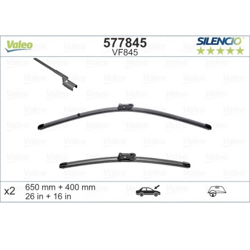 Front wiper blade set Valeo Silencio Flat 650 & 400 мм for Toyota Avensis 3 2015-2018