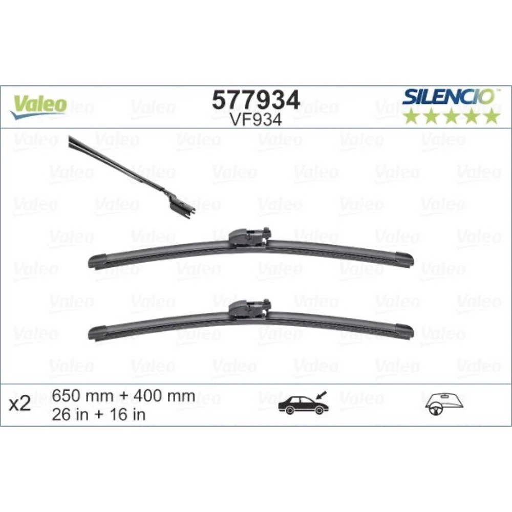 Komplet przednich wycieraczek Valeo Silencio Flat 650 & 400 mm do Subaru Legacy 7 2019-2026